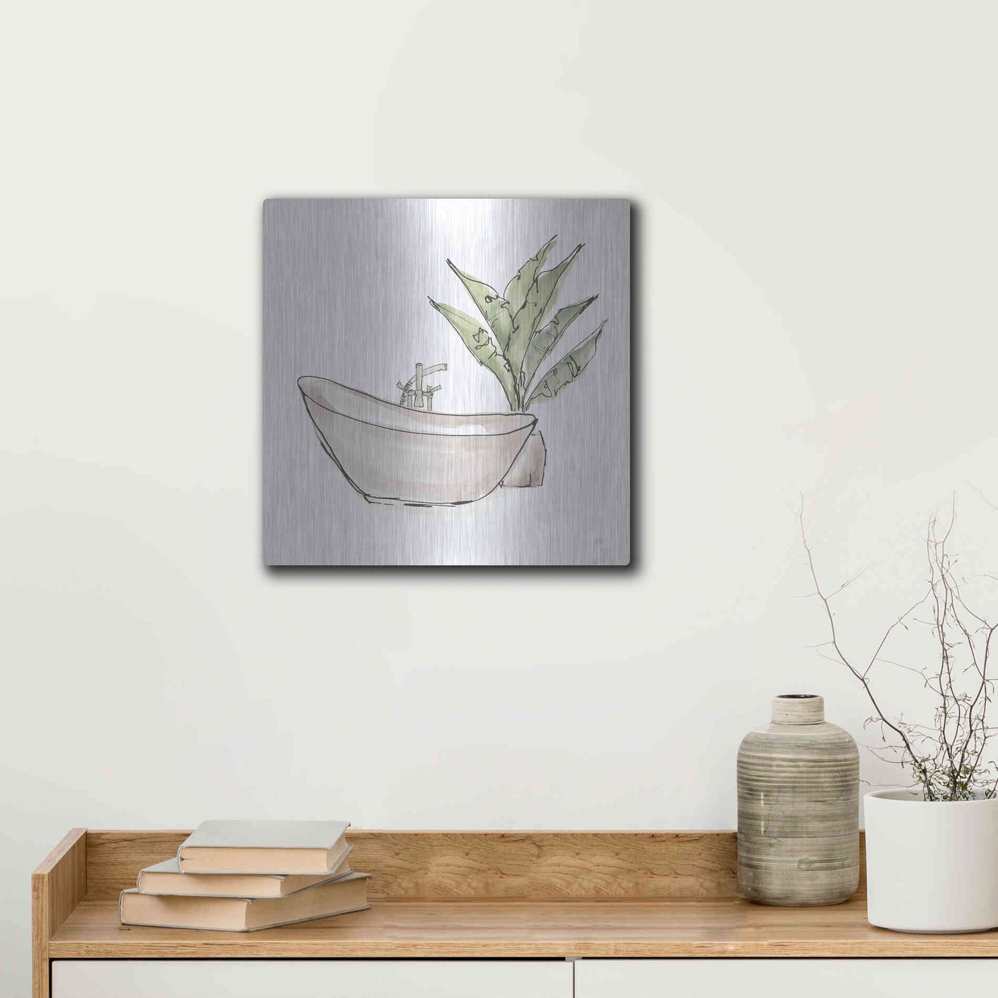 Luxe Metal Art 'Neutral Tub VI' by Chris Paschke, Metal Wall Art,12x12