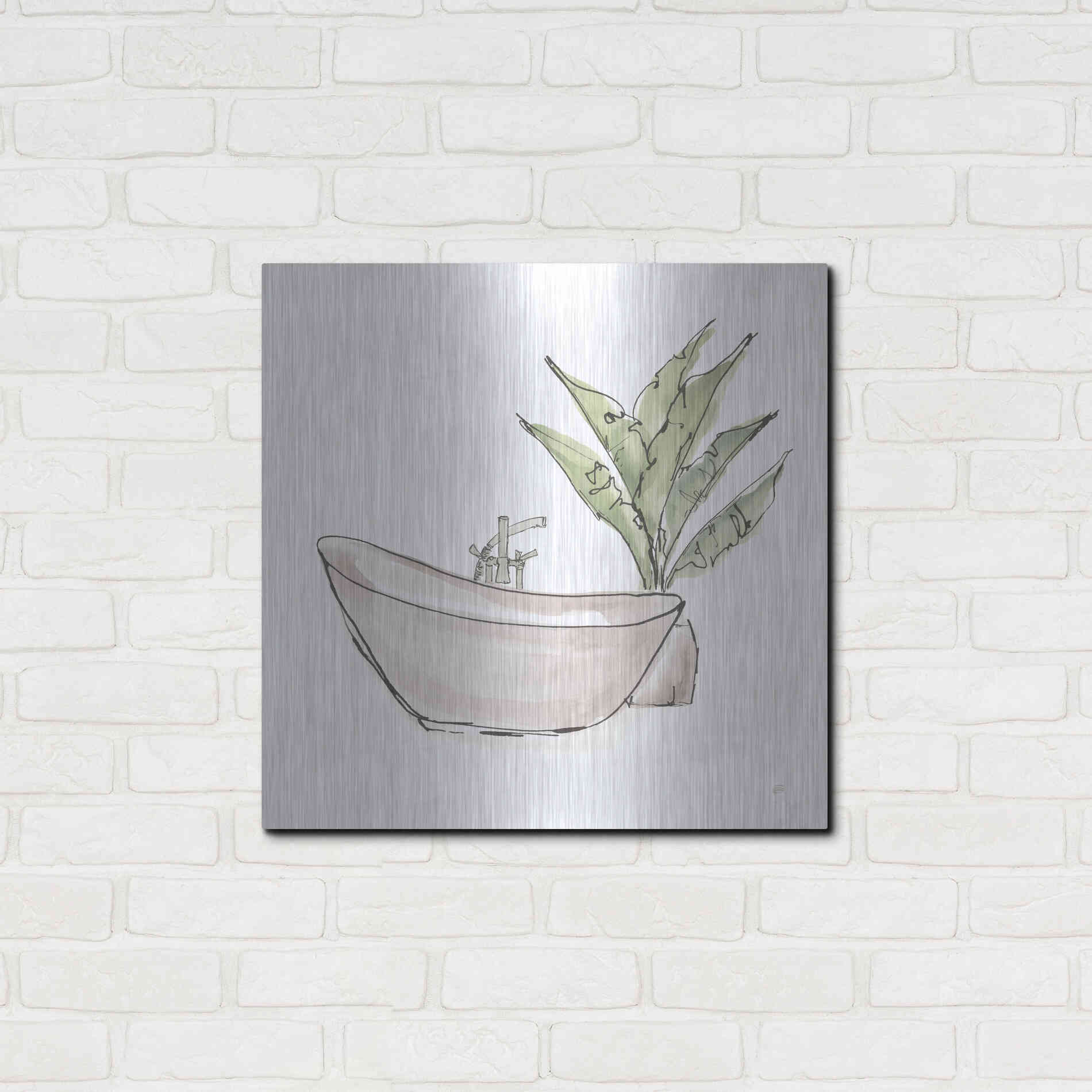 Luxe Metal Art 'Neutral Tub VI' by Chris Paschke, Metal Wall Art,24x24