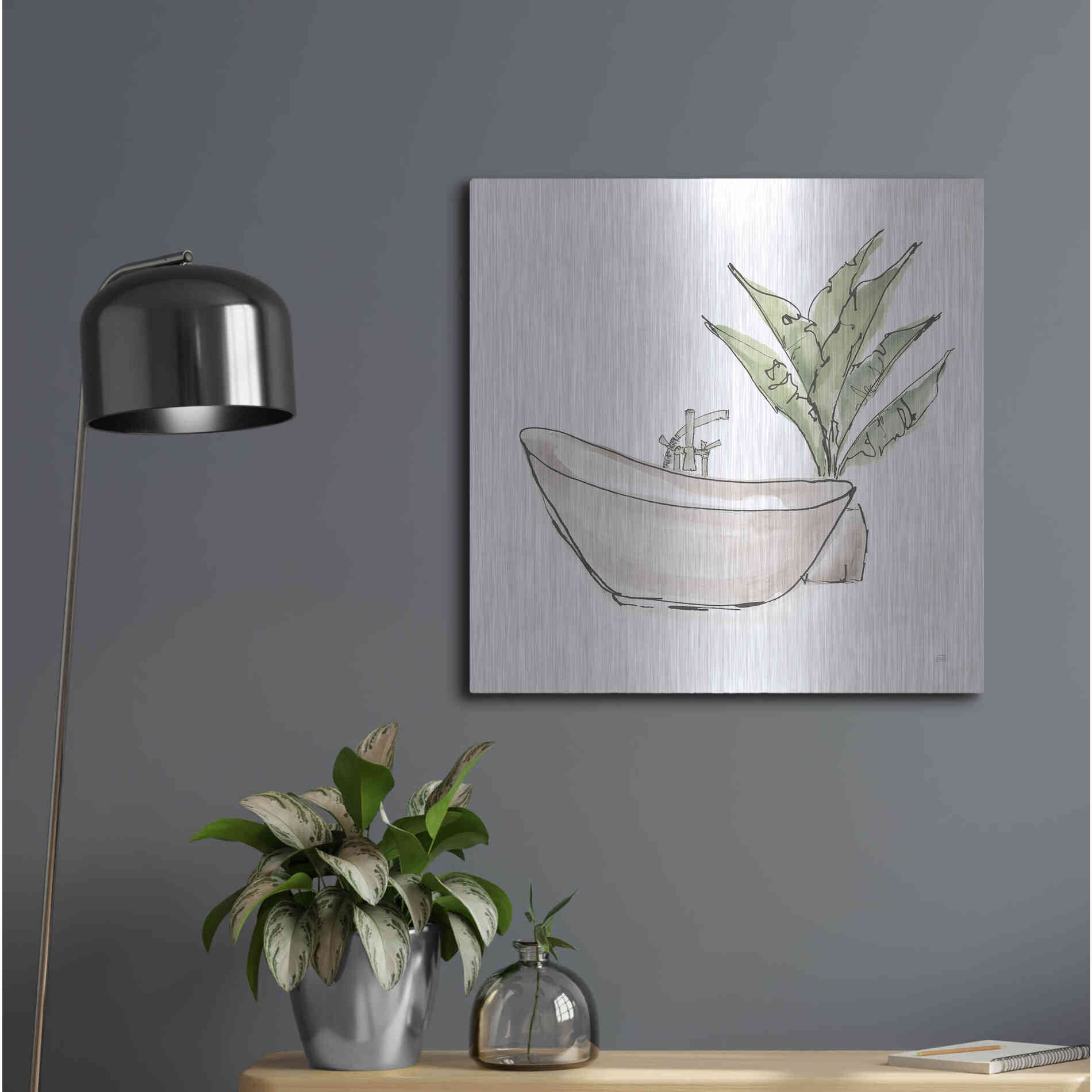 Luxe Metal Art 'Neutral Tub VI' by Chris Paschke, Metal Wall Art,24x24