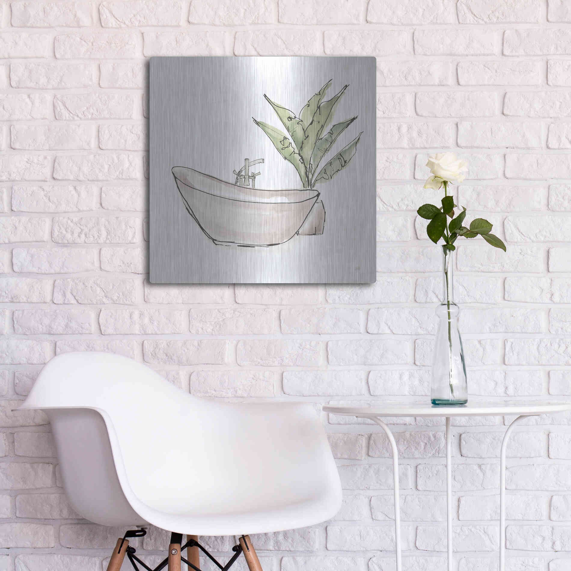 Luxe Metal Art 'Neutral Tub VI' by Chris Paschke, Metal Wall Art,24x24