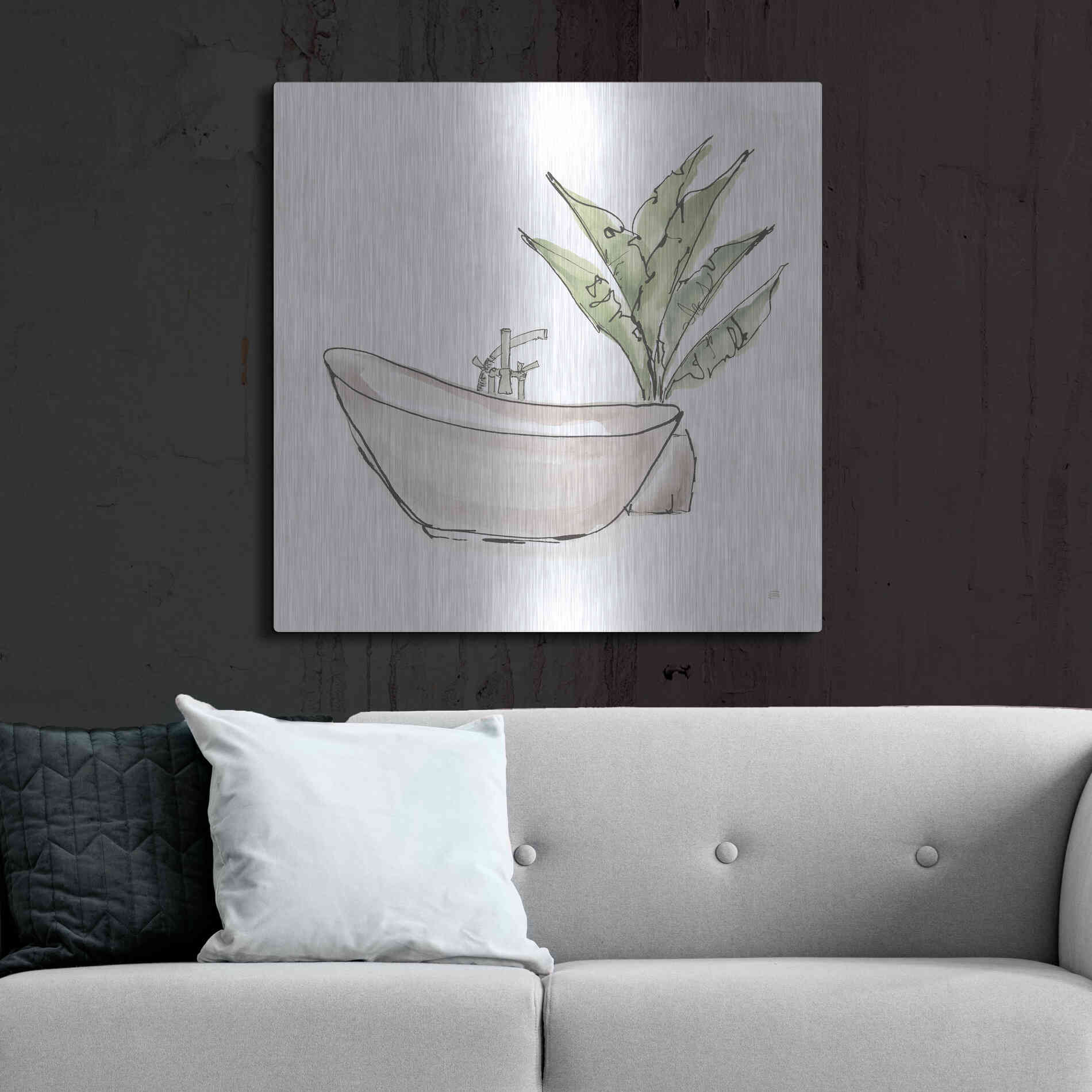 Luxe Metal Art 'Neutral Tub VI' by Chris Paschke, Metal Wall Art,36x36