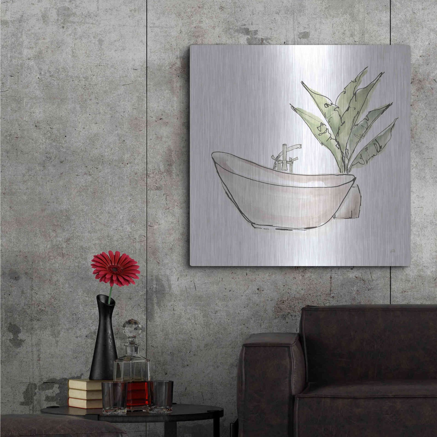 Luxe Metal Art 'Neutral Tub VI' by Chris Paschke, Metal Wall Art,36x36