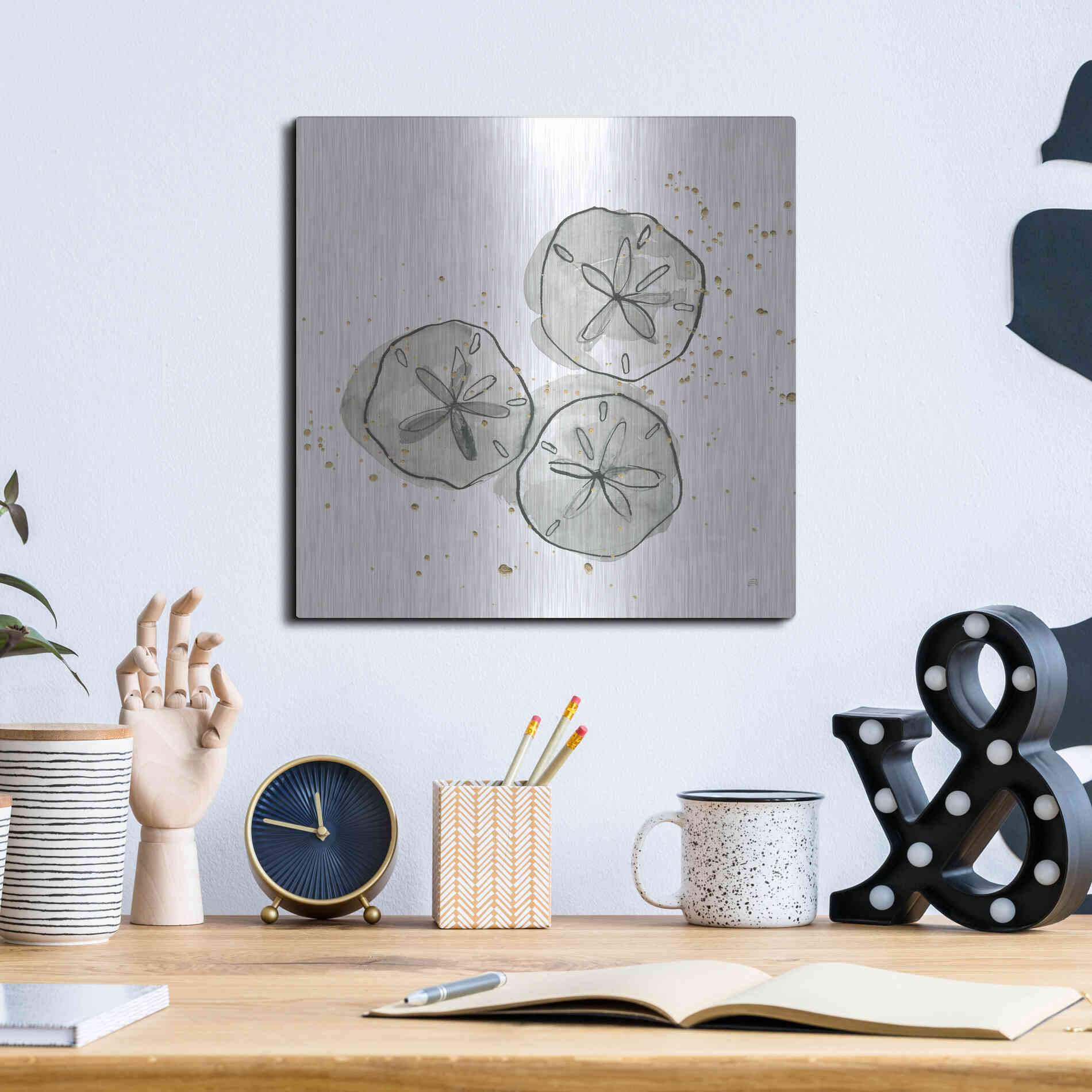 Luxe Metal Art 'Sand Dollar III' by Chris Paschke, Metal Wall Art,12x12