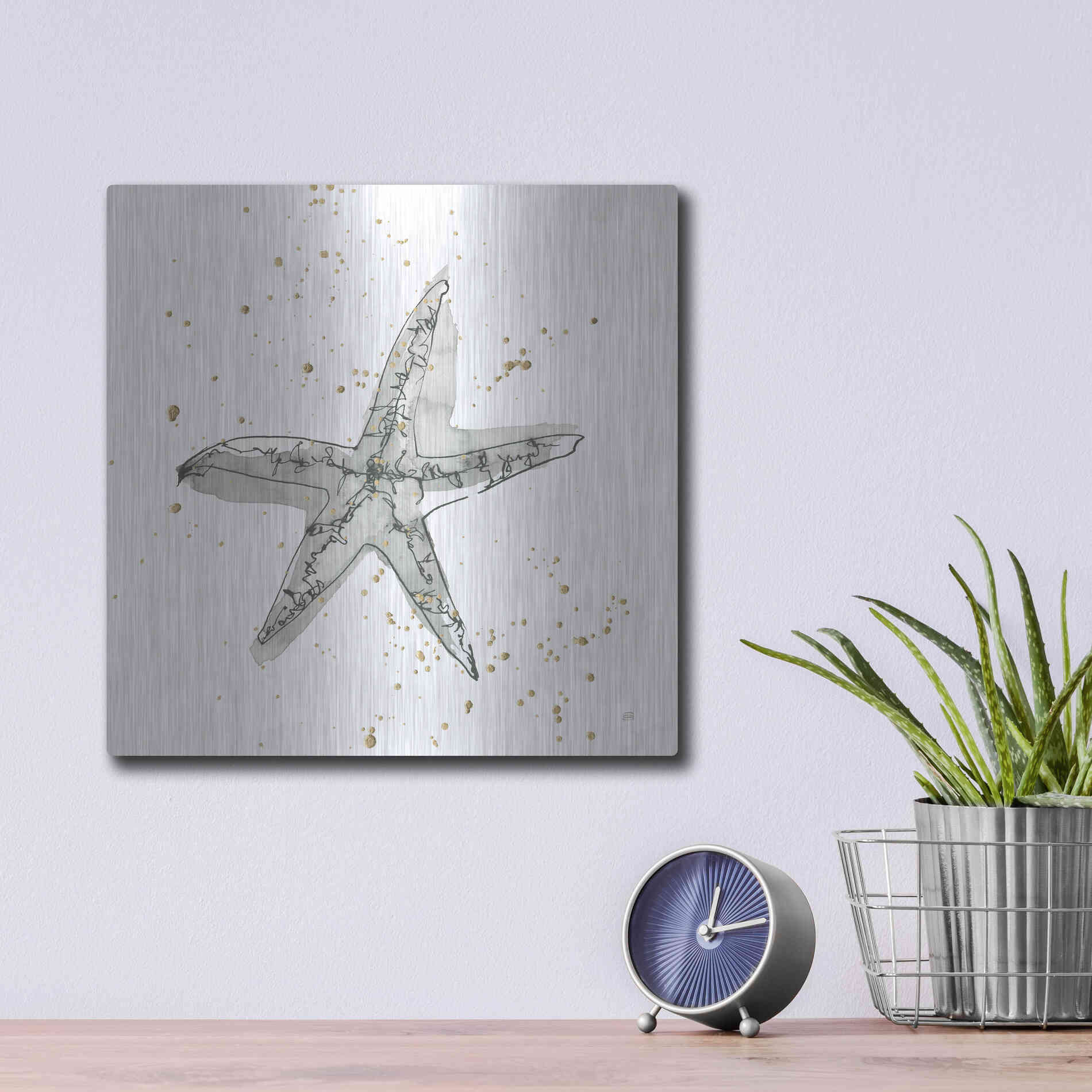 Luxe Metal Art 'Starfish I' by Chris Paschke, Metal Wall Art,12x12