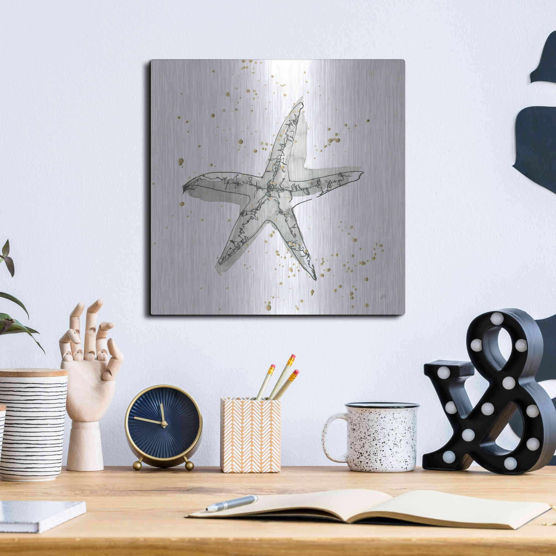 Luxe Metal Art 'Starfish I' by Chris Paschke, Metal Wall Art,12x12