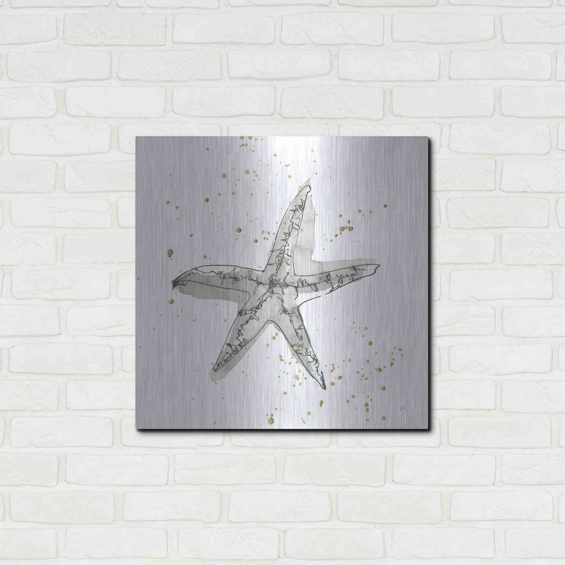 Luxe Metal Art 'Starfish I' by Chris Paschke, Metal Wall Art,24x24