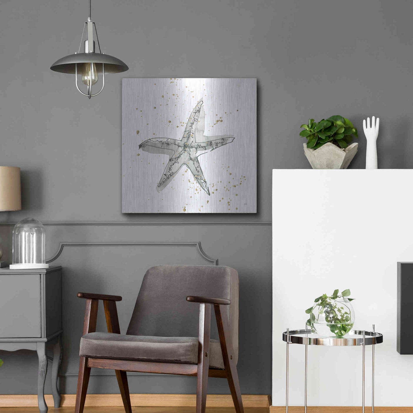 Luxe Metal Art 'Starfish I' by Chris Paschke, Metal Wall Art,24x24