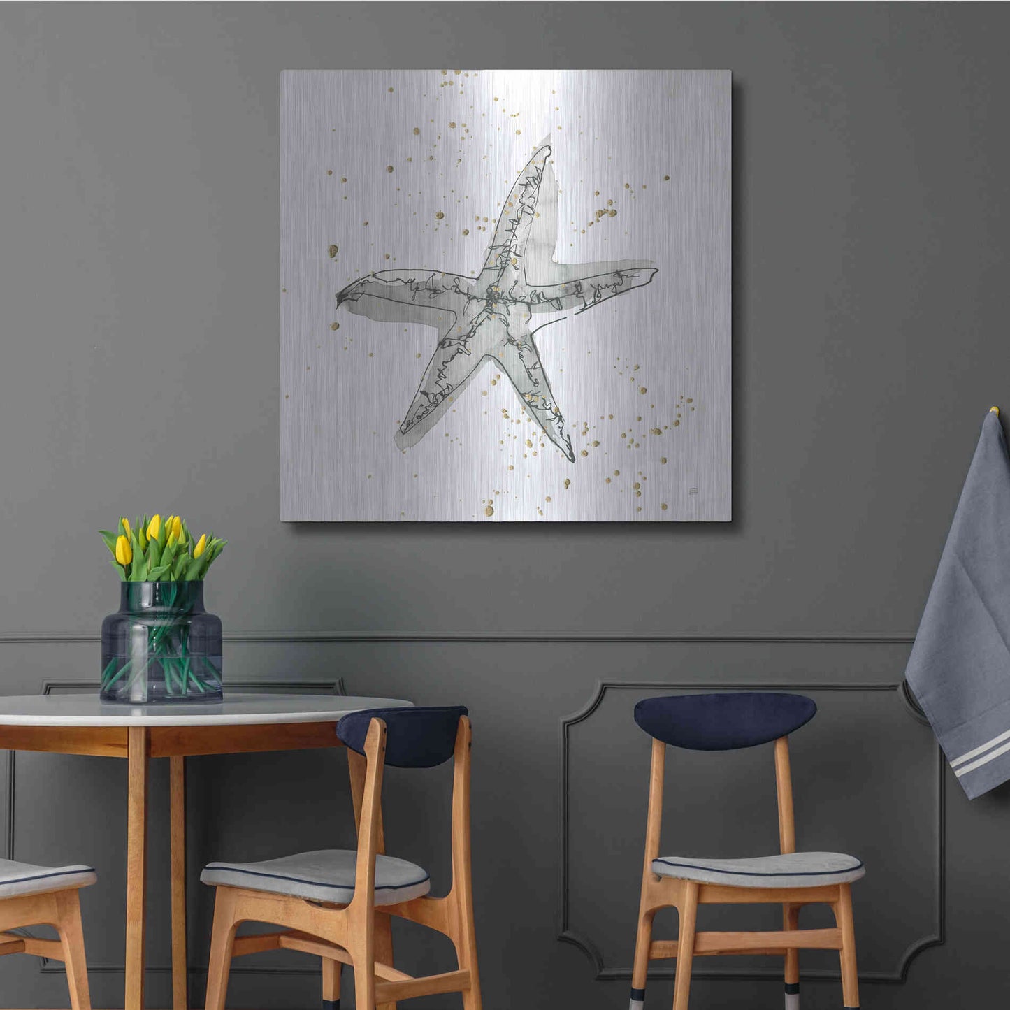 Luxe Metal Art 'Starfish I' by Chris Paschke, Metal Wall Art,36x36