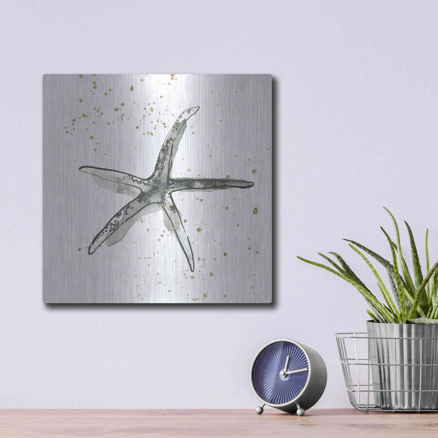 Luxe Metal Art 'Starfish III' by Chris Paschke, Metal Wall Art,12x12