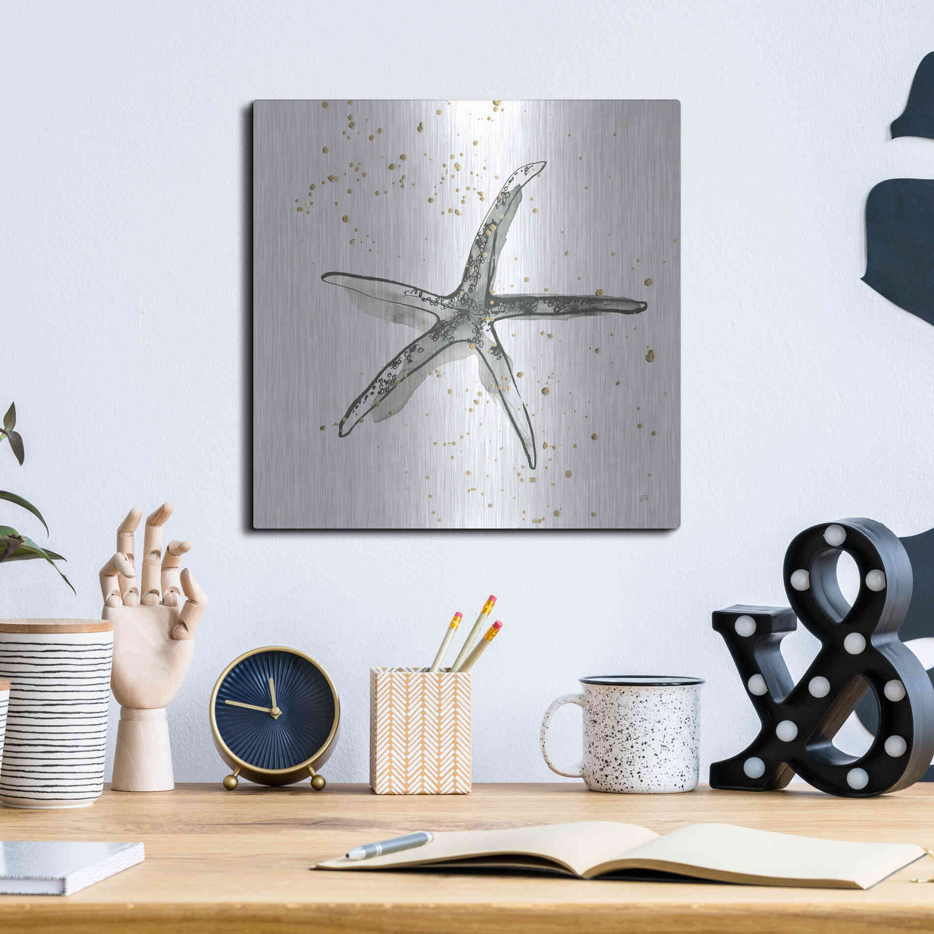 Luxe Metal Art 'Starfish III' by Chris Paschke, Metal Wall Art,12x12