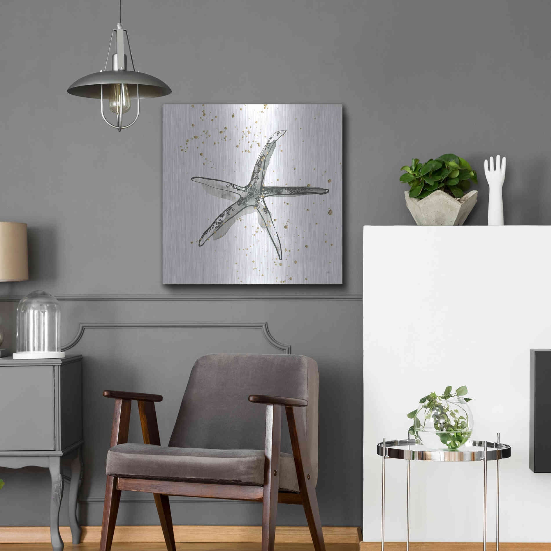 Luxe Metal Art 'Starfish III' by Chris Paschke, Metal Wall Art,24x24