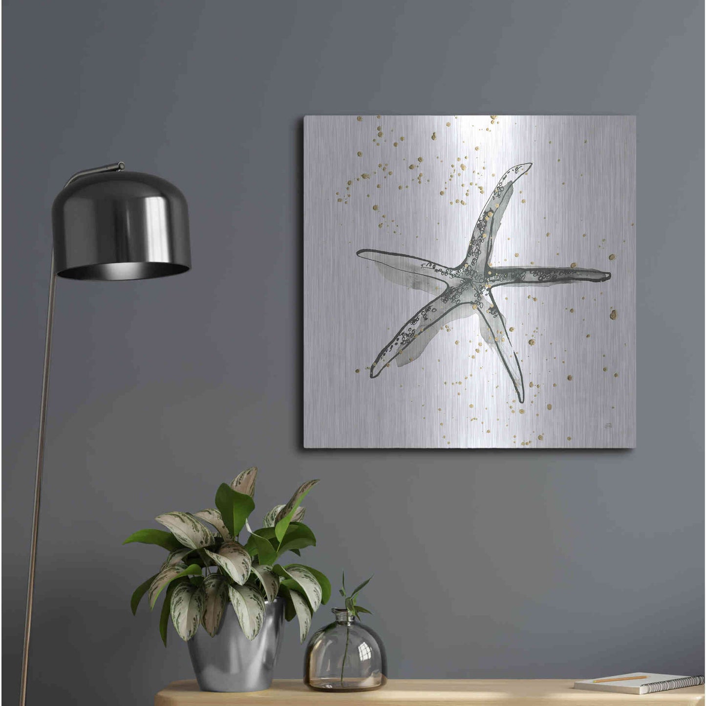 Luxe Metal Art 'Starfish III' by Chris Paschke, Metal Wall Art,24x24