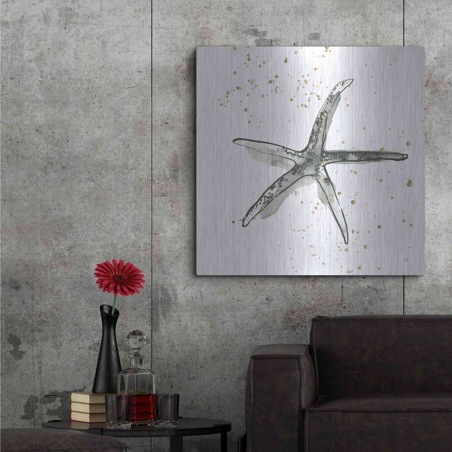 Luxe Metal Art 'Starfish III' by Chris Paschke, Metal Wall Art,36x36