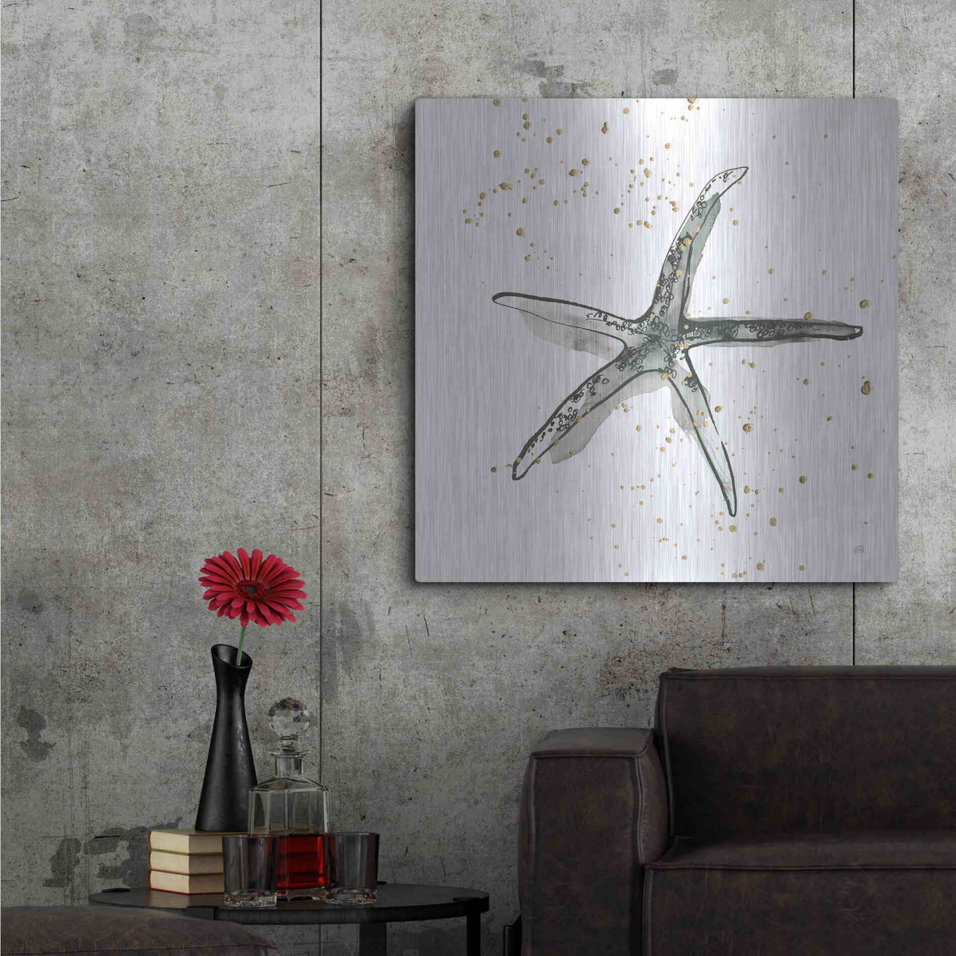 Luxe Metal Art 'Starfish III' by Chris Paschke, Metal Wall Art,36x36