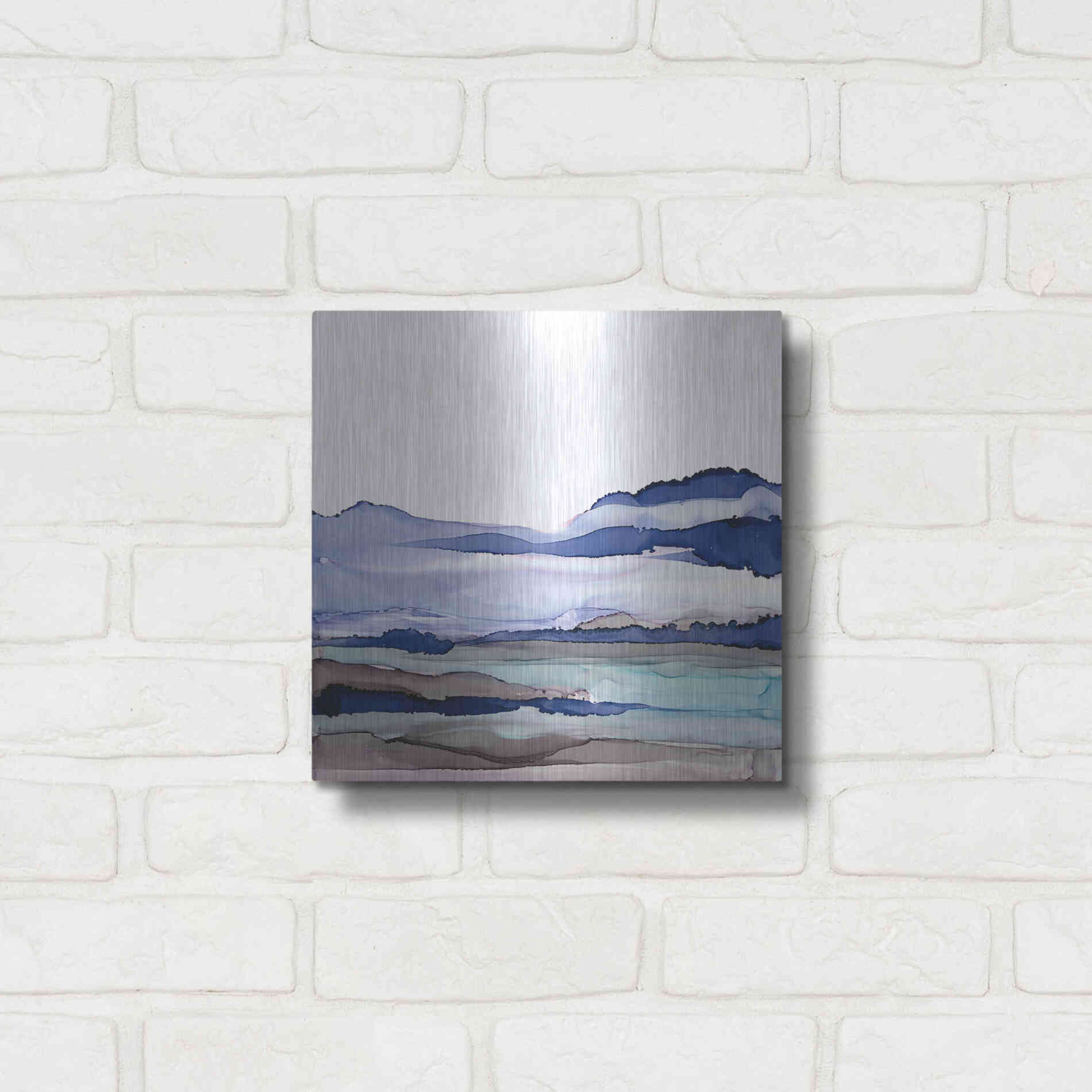 Luxe Metal Art 'Bluescape I' by Chris Paschke, Metal Wall Art,12x12