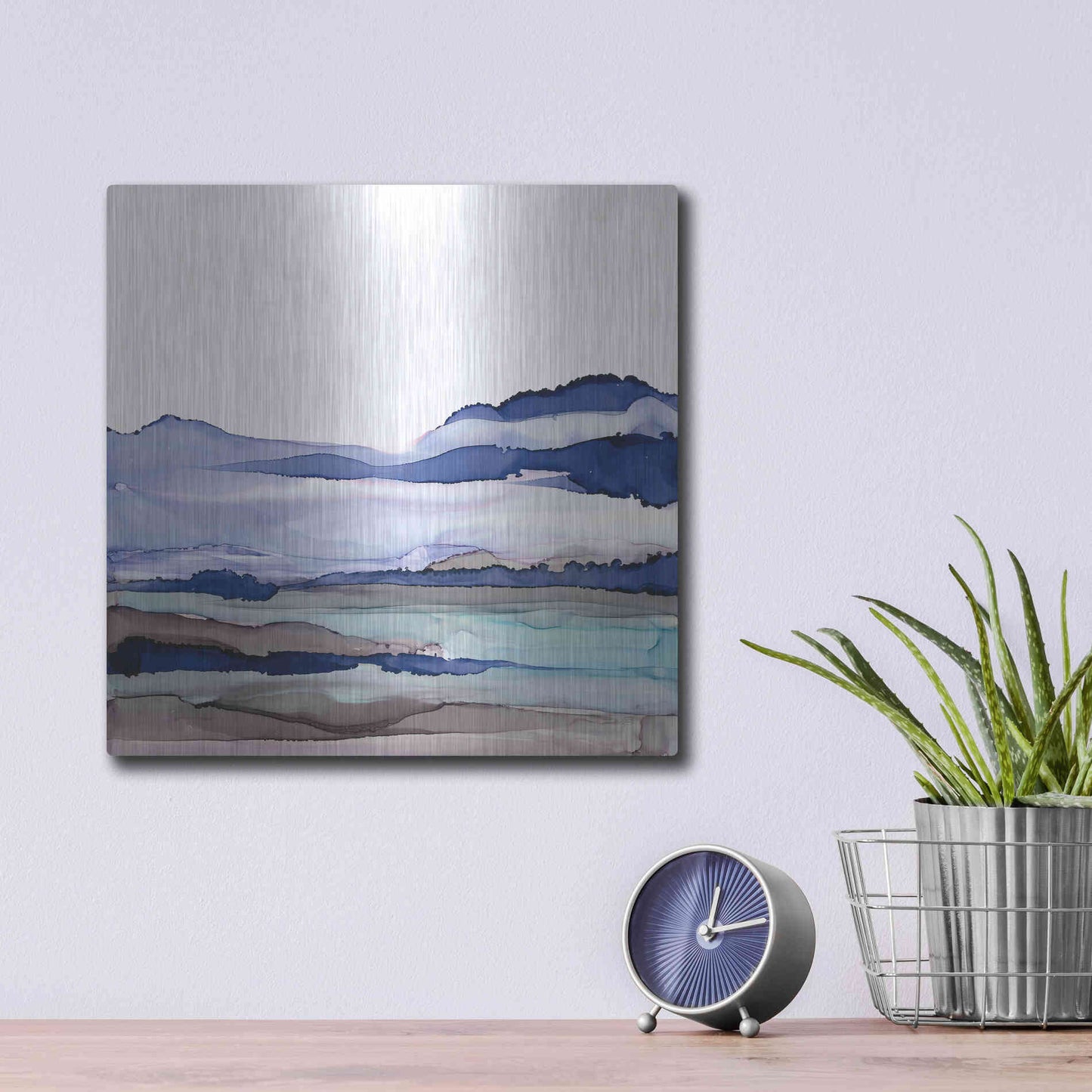 Luxe Metal Art 'Bluescape I' by Chris Paschke, Metal Wall Art,12x12