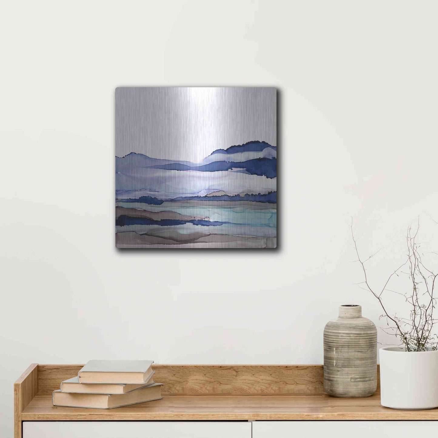 Luxe Metal Art 'Bluescape I' by Chris Paschke, Metal Wall Art,12x12