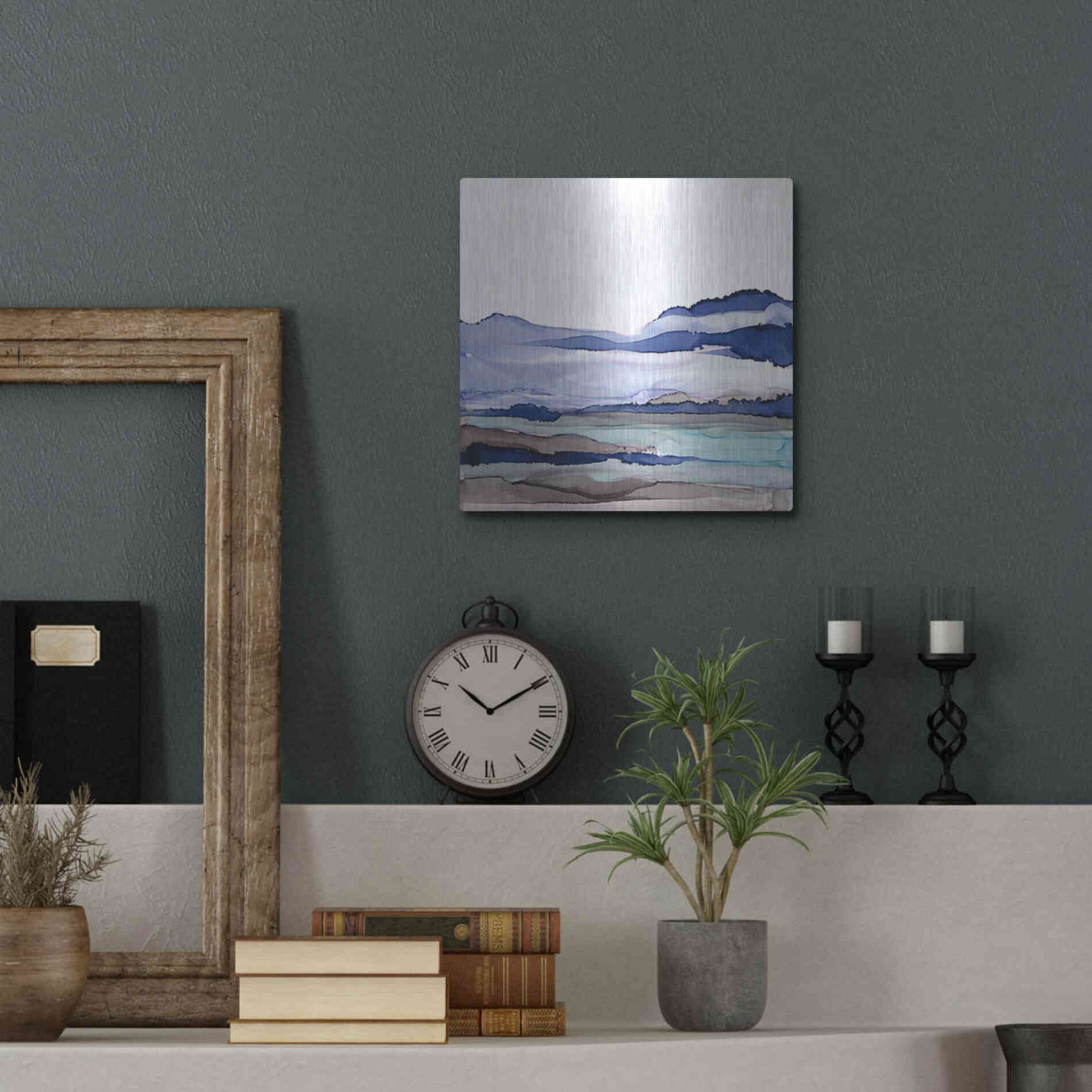 Luxe Metal Art 'Bluescape I' by Chris Paschke, Metal Wall Art,12x12