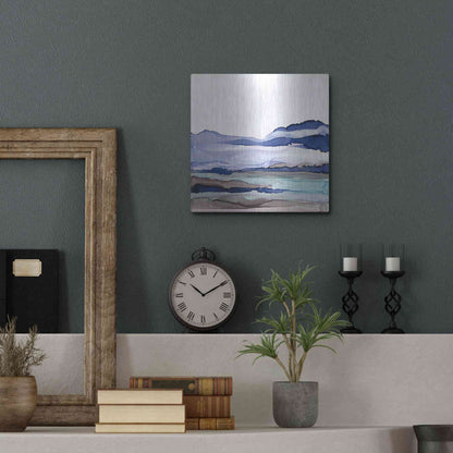 Luxe Metal Art 'Bluescape I' by Chris Paschke, Metal Wall Art,12x12