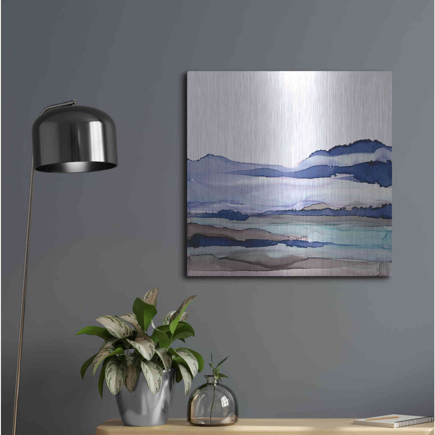 Luxe Metal Art 'Bluescape I' by Chris Paschke, Metal Wall Art,24x24