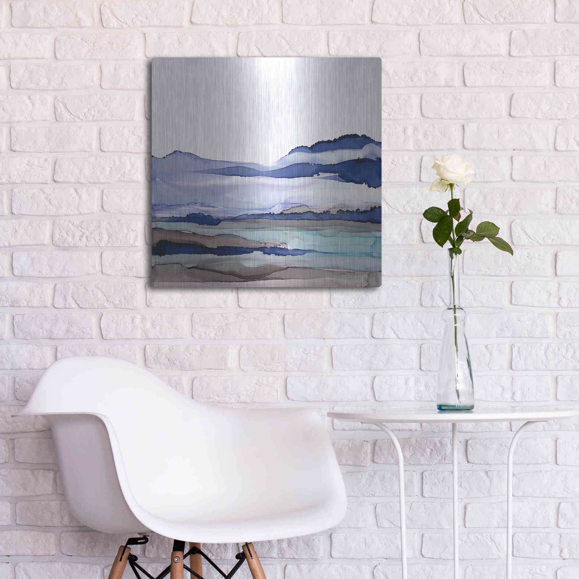 Luxe Metal Art 'Bluescape I' by Chris Paschke, Metal Wall Art,24x24