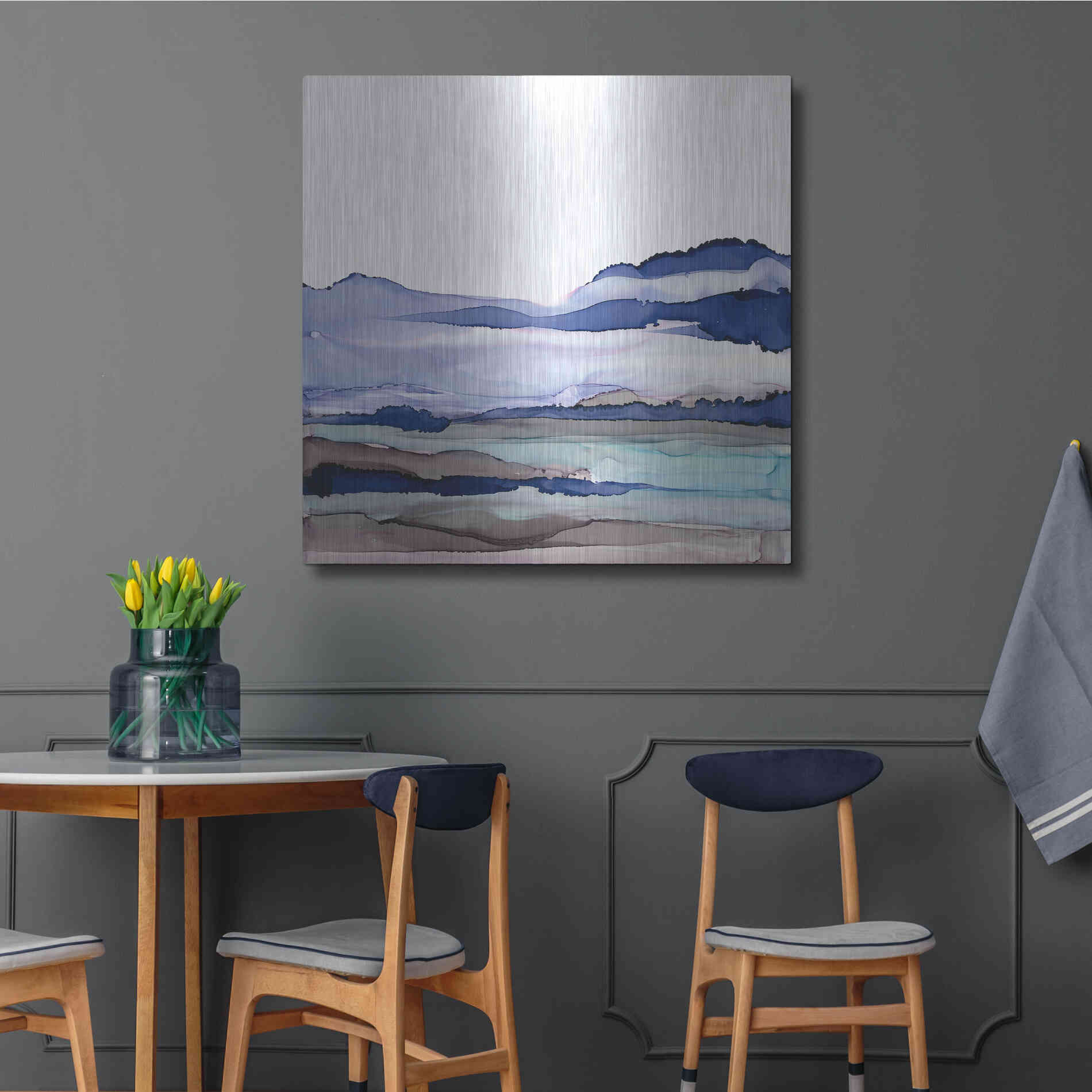 Luxe Metal Art 'Bluescape I' by Chris Paschke, Metal Wall Art,36x36