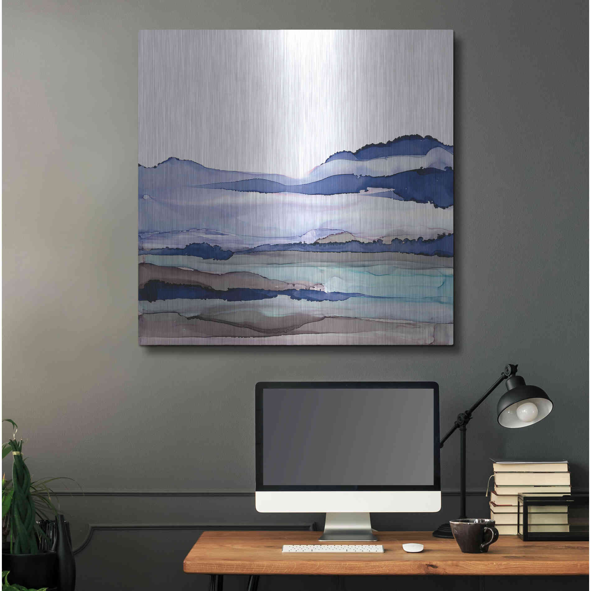 Luxe Metal Art 'Bluescape I' by Chris Paschke, Metal Wall Art,36x36