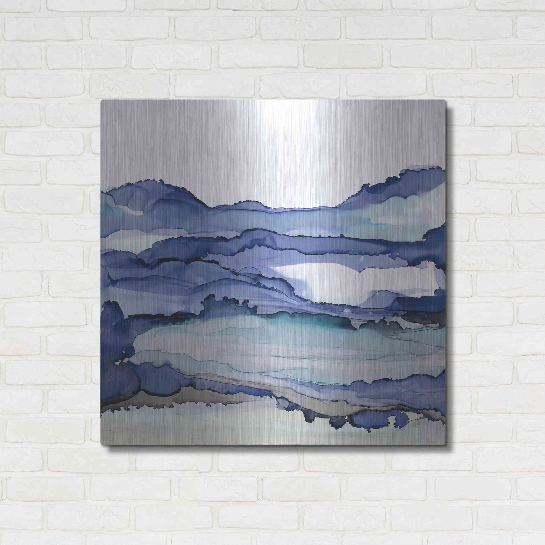 Luxe Metal Art 'Bluescape II' by Chris Paschke, Metal Wall Art,36x36