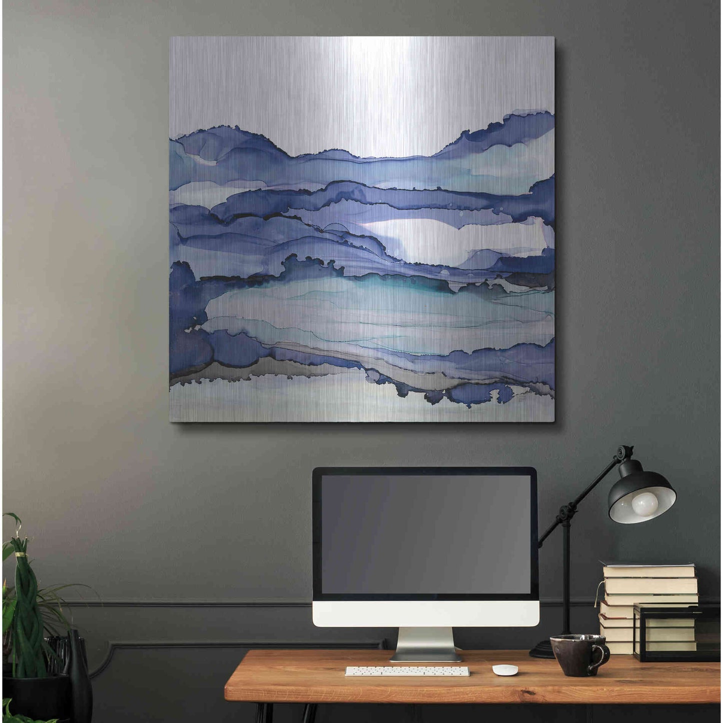 Luxe Metal Art 'Bluescape II' by Chris Paschke, Metal Wall Art,36x36