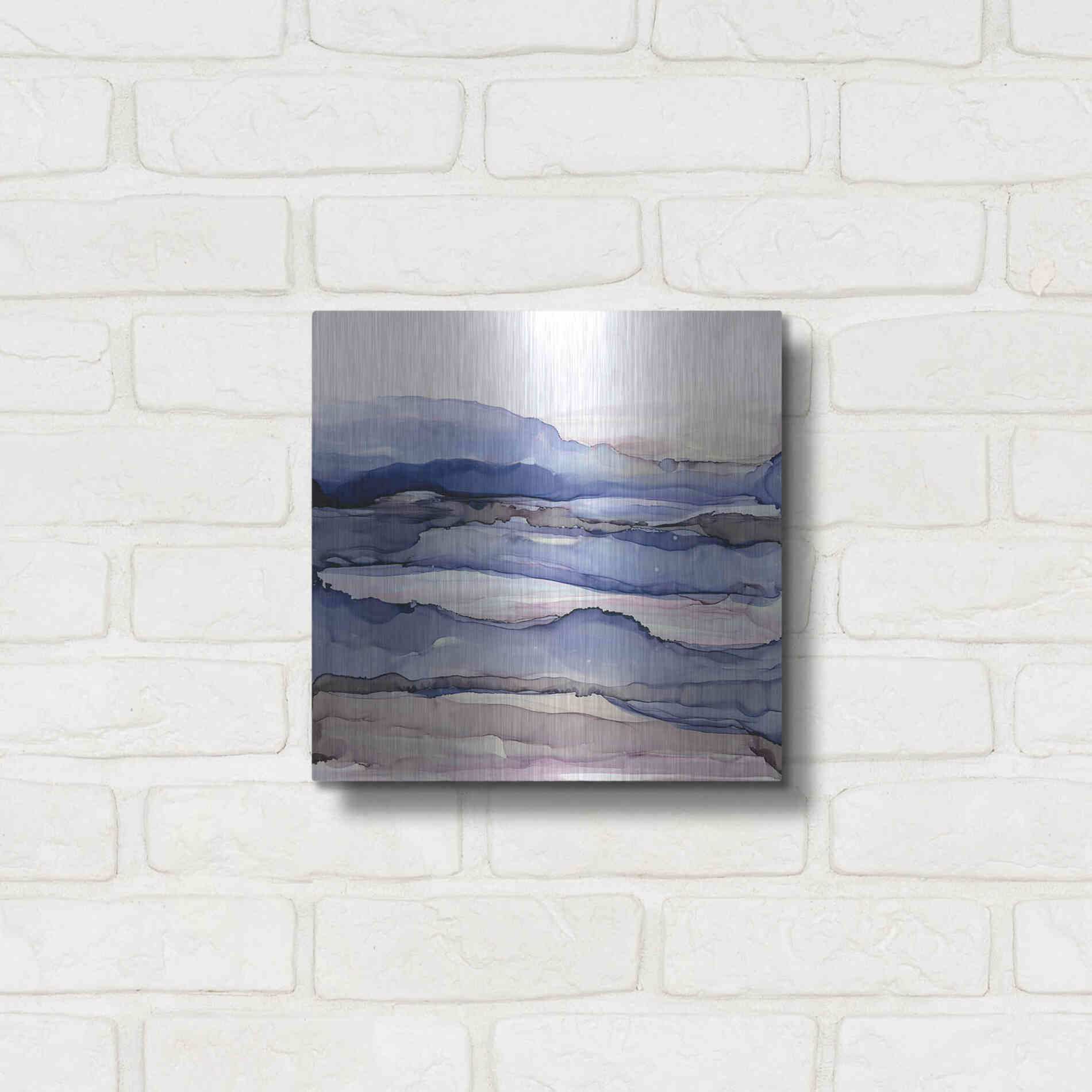 Luxe Metal Art 'Bluescape IV' by Chris Paschke, Metal Wall Art,12x12