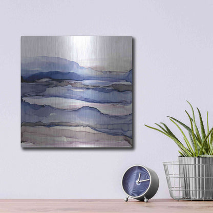 Luxe Metal Art 'Bluescape IV' by Chris Paschke, Metal Wall Art,12x12