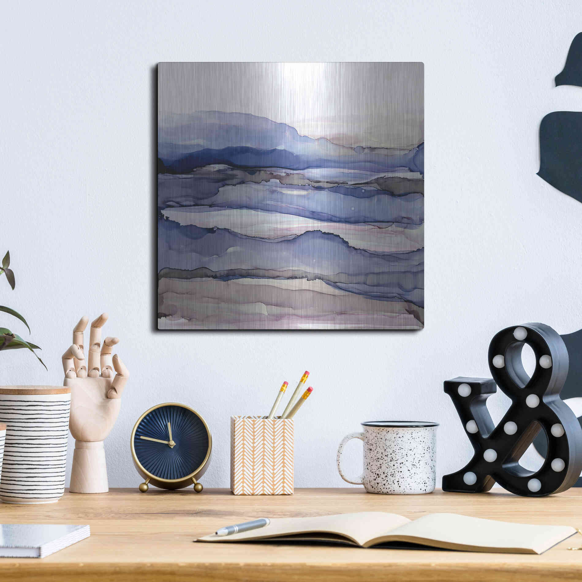 Luxe Metal Art 'Bluescape IV' by Chris Paschke, Metal Wall Art,12x12