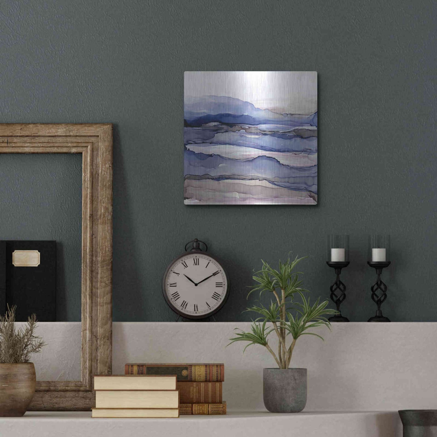 Luxe Metal Art 'Bluescape IV' by Chris Paschke, Metal Wall Art,12x12