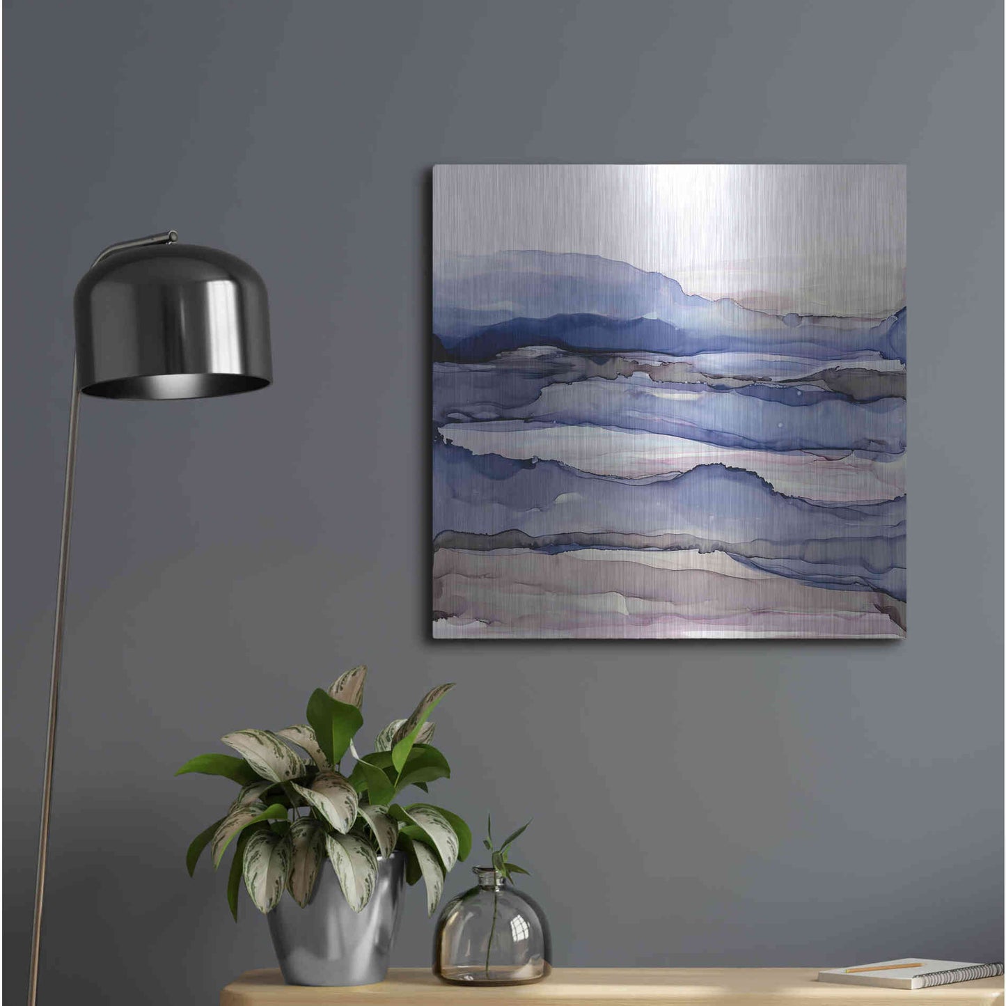 Luxe Metal Art 'Bluescape IV' by Chris Paschke, Metal Wall Art,24x24