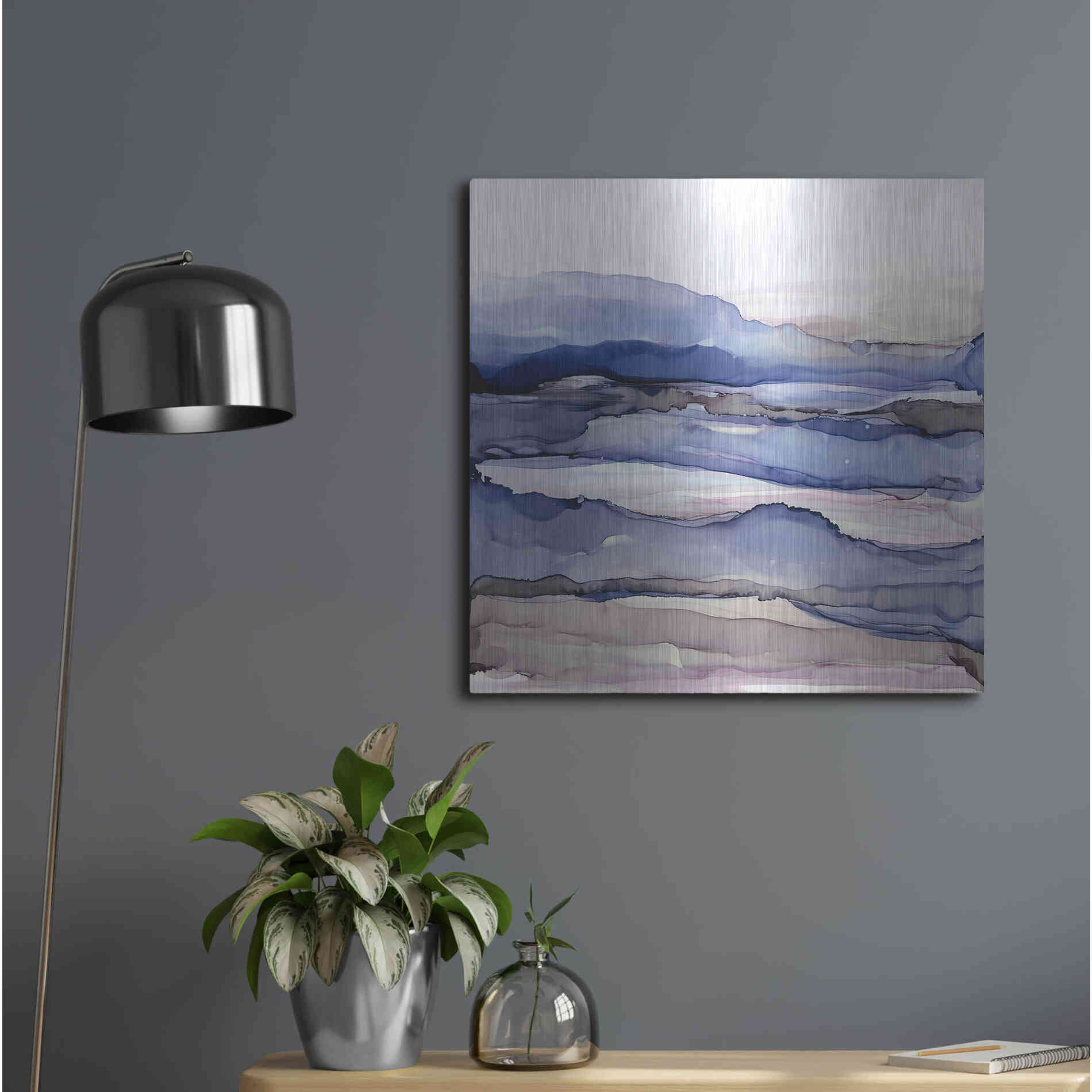 Luxe Metal Art 'Bluescape IV' by Chris Paschke, Metal Wall Art,24x24