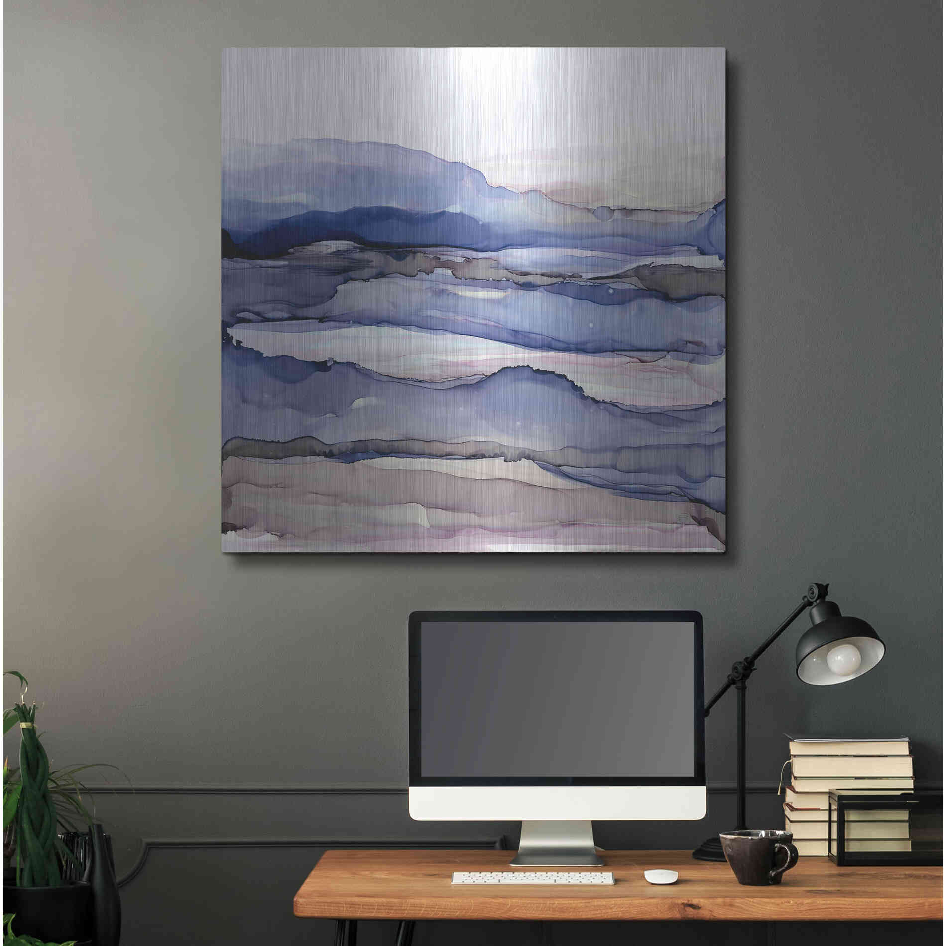 Luxe Metal Art 'Bluescape IV' by Chris Paschke, Metal Wall Art,36x36