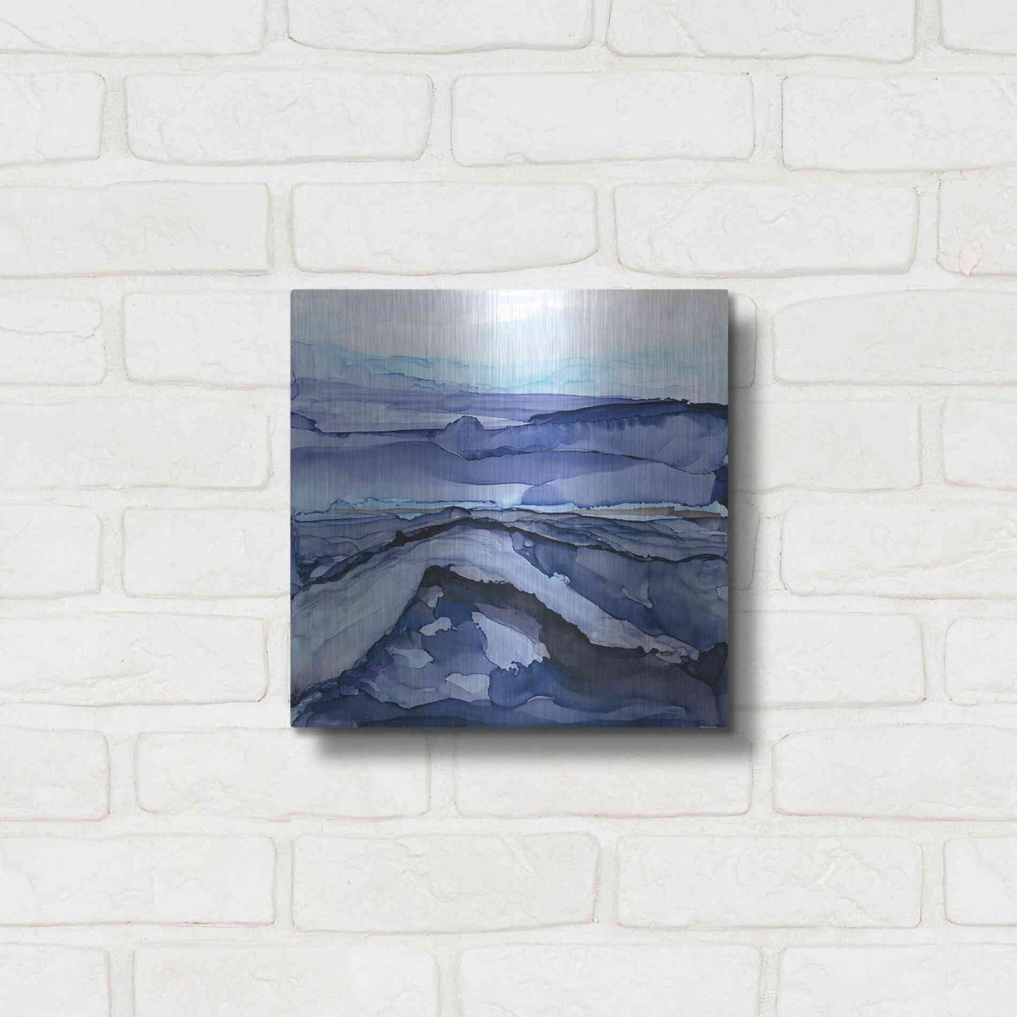 Luxe Metal Art 'Bluescape V' by Chris Paschke, Metal Wall Art,12x12