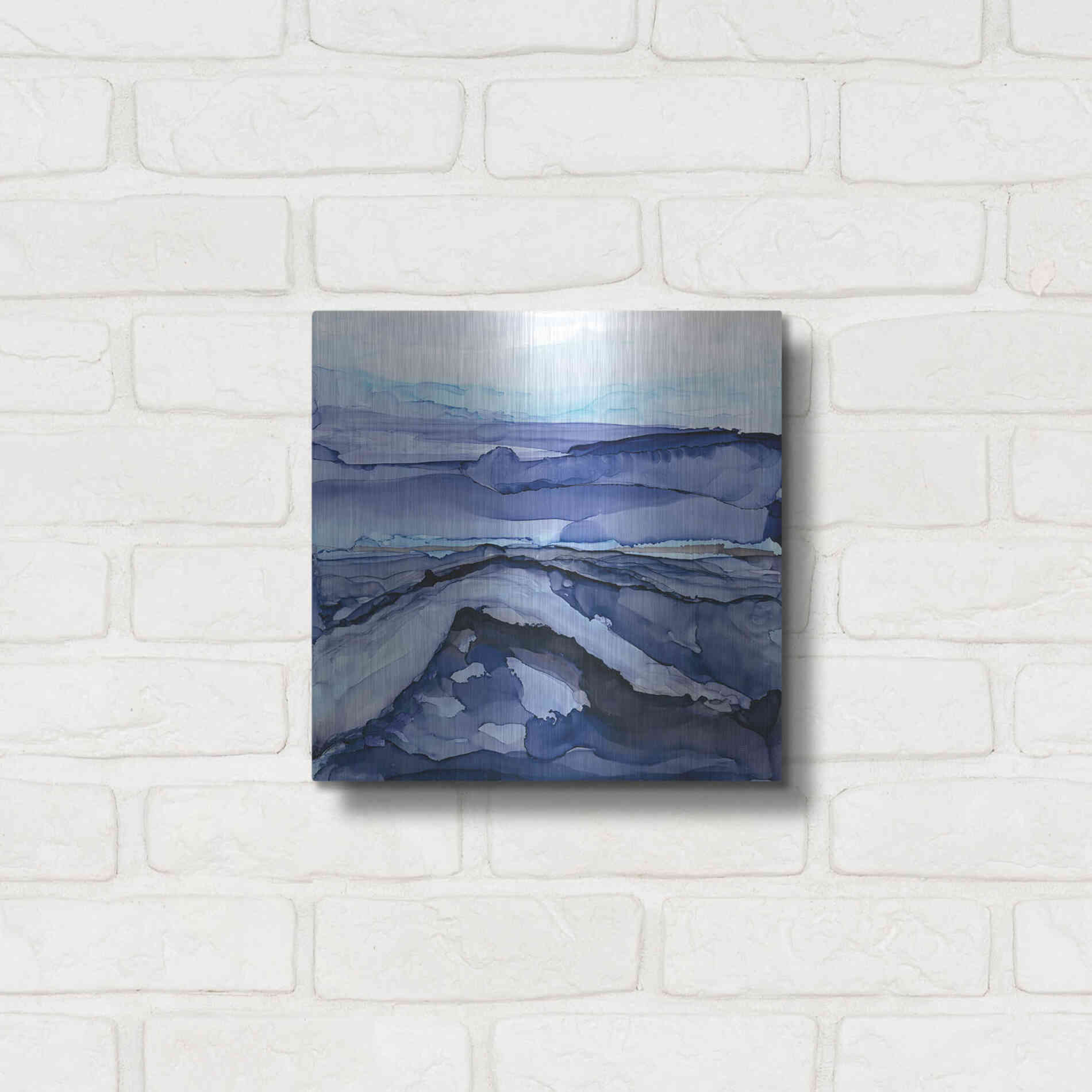 Luxe Metal Art 'Bluescape V' by Chris Paschke, Metal Wall Art,12x12