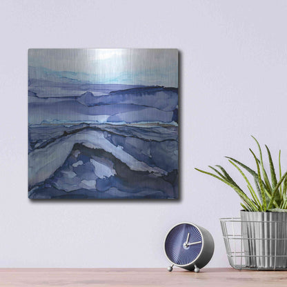 Luxe Metal Art 'Bluescape V' by Chris Paschke, Metal Wall Art,12x12