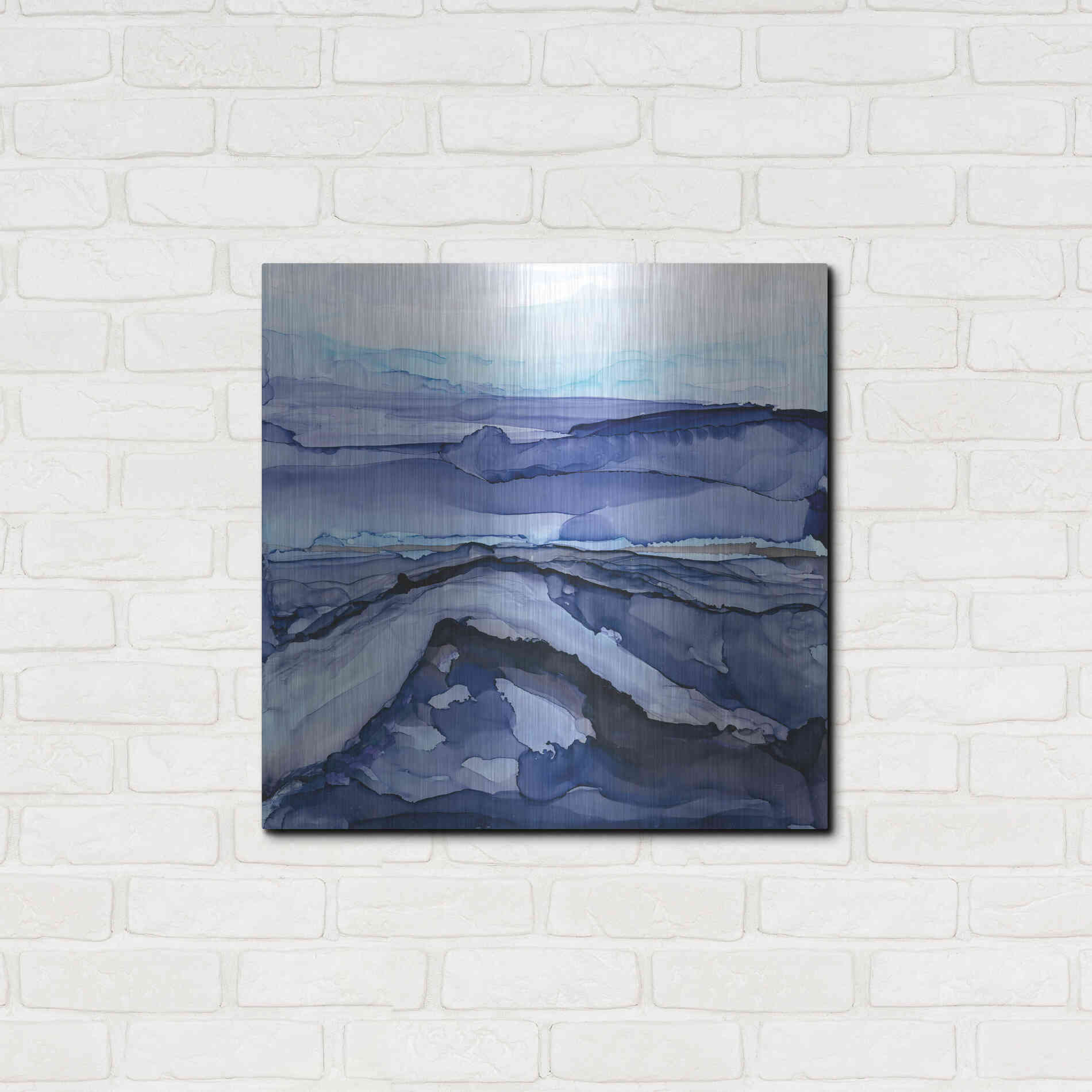 Luxe Metal Art 'Bluescape V' by Chris Paschke, Metal Wall Art,24x24