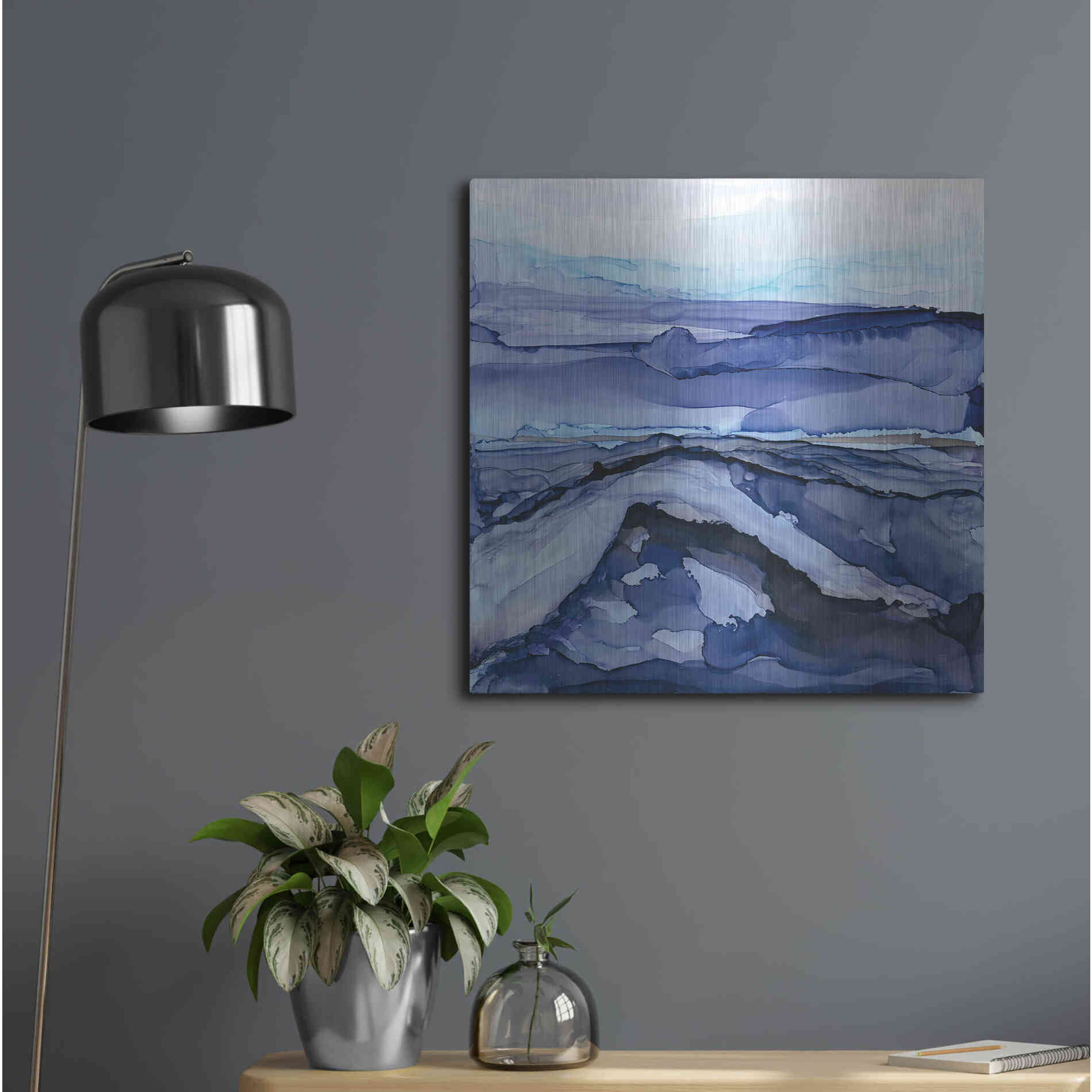 Luxe Metal Art 'Bluescape V' by Chris Paschke, Metal Wall Art,24x24