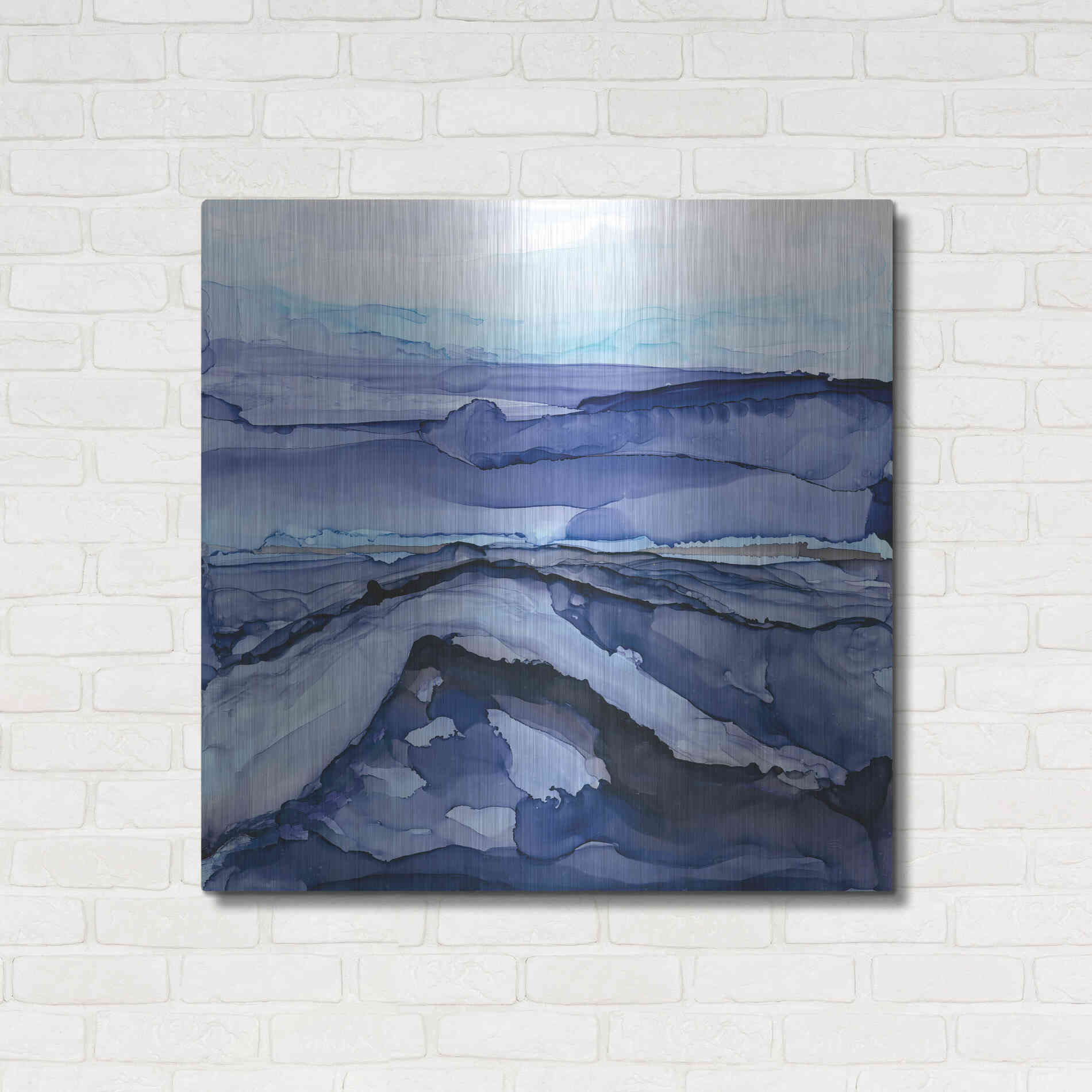 Luxe Metal Art 'Bluescape V' by Chris Paschke, Metal Wall Art,36x36