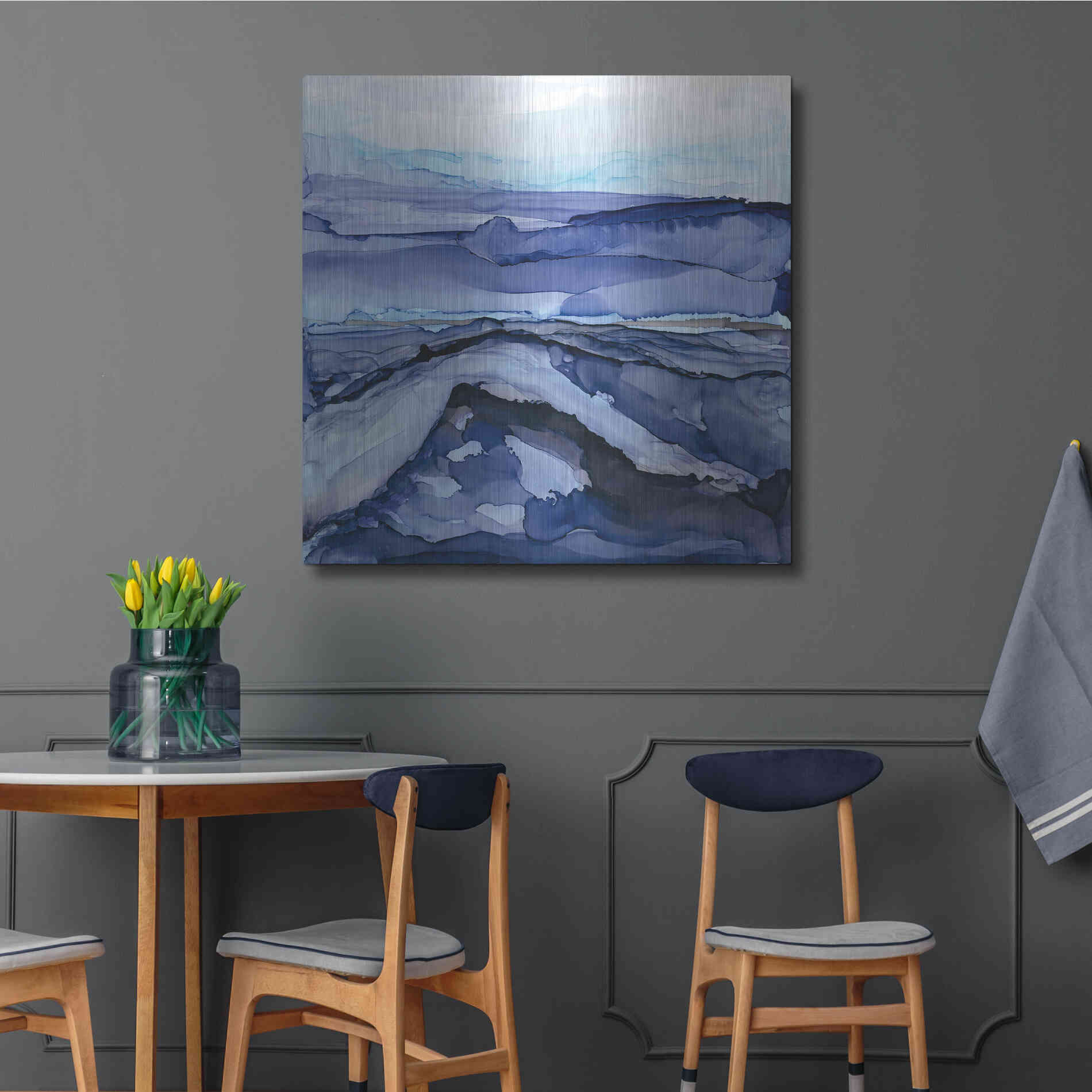 Luxe Metal Art 'Bluescape V' by Chris Paschke, Metal Wall Art,36x36