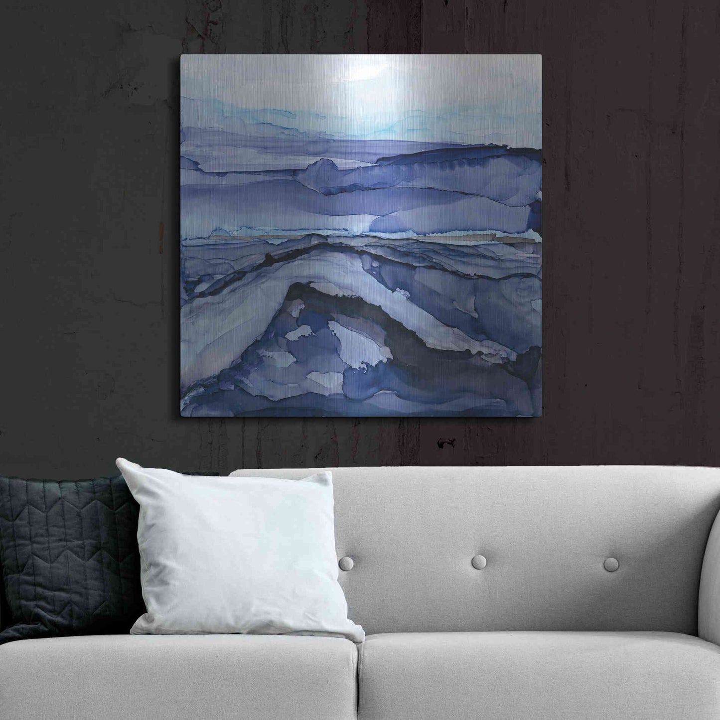 Luxe Metal Art 'Bluescape V' by Chris Paschke, Metal Wall Art,36x36