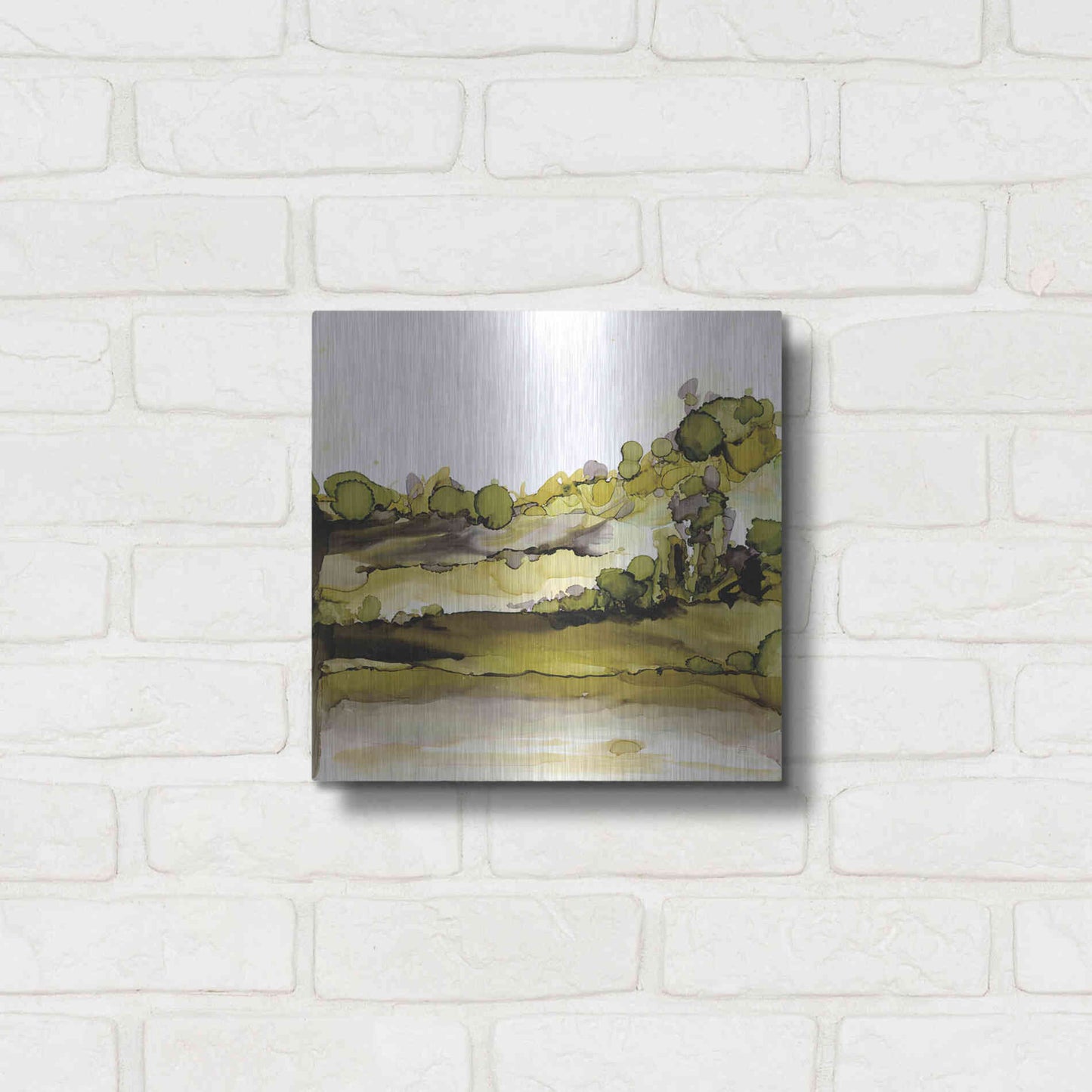 Luxe Metal Art 'Greenscape II' by Chris Paschke, Metal Wall Art,12x12