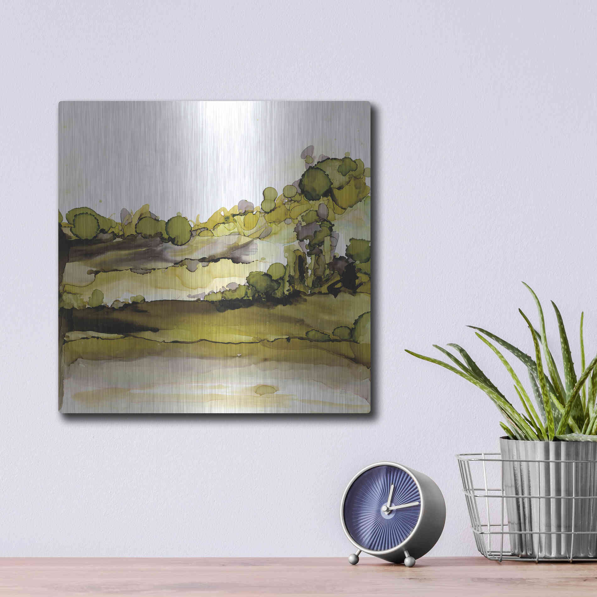 Luxe Metal Art 'Greenscape II' by Chris Paschke, Metal Wall Art,12x12
