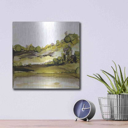 Luxe Metal Art 'Greenscape II' by Chris Paschke, Metal Wall Art,12x12