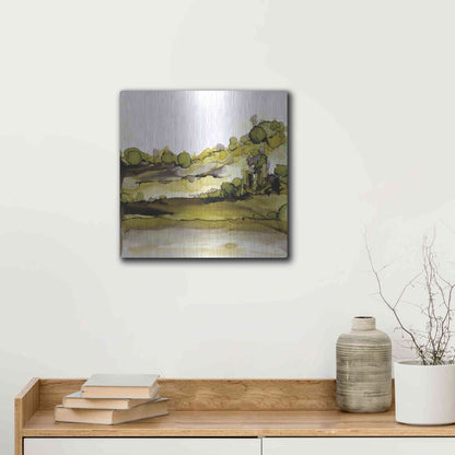 Luxe Metal Art 'Greenscape II' by Chris Paschke, Metal Wall Art,12x12