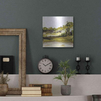Luxe Metal Art 'Greenscape II' by Chris Paschke, Metal Wall Art,12x12
