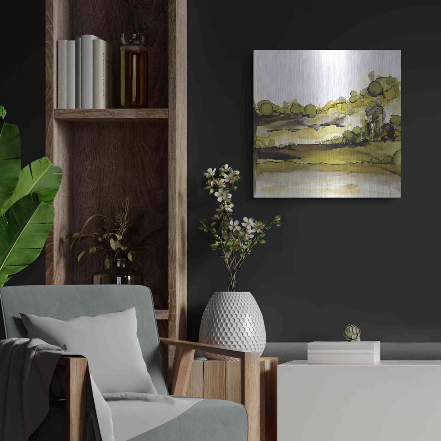 Luxe Metal Art 'Greenscape II' by Chris Paschke, Metal Wall Art,24x24